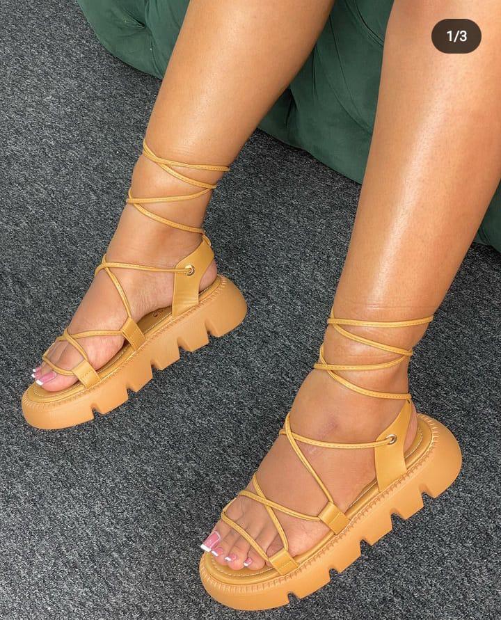 Fashion Woman Gladiator Sandals || Ladies Wedge Shoes || Female Lace Up Platform Shoes || Women Cross Straps Boots || Thick Bottom Sandals - Image 3